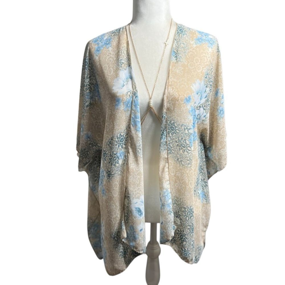 Marci Floral kimono sheer cardigan cover up Size Small